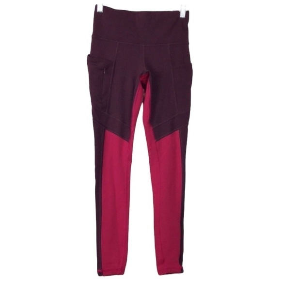 Athleta All in Structure Tights Leggings 7/8 Women XXS  Burgundy Pink Inseam 25” - Picture 2 of 16
